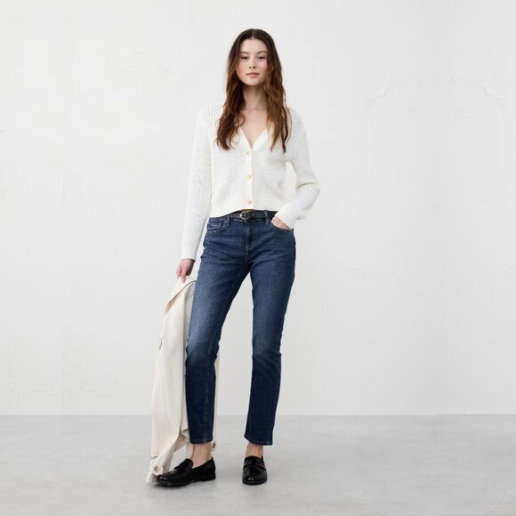 2/$30 Banana Republic Girlfriend Jeans Cropped Dark Wash 28/ 6 #BAG2 - Picture 1 of 10